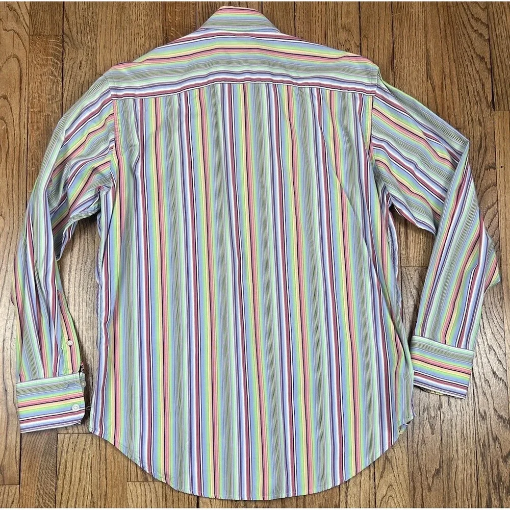 Robert Graham Classic Fit Shirt Flip Cuff Striped Floral Paisley Men's Sz Medium